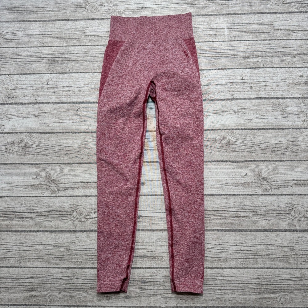 Gymshark Leggings Womens 22 Burgundy Marl High Waist Flex Seamless Yoga Training